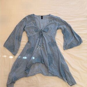 Vintage Y2K Sacred Threads Boho V-Neck Fairy Blouse Women's Medium